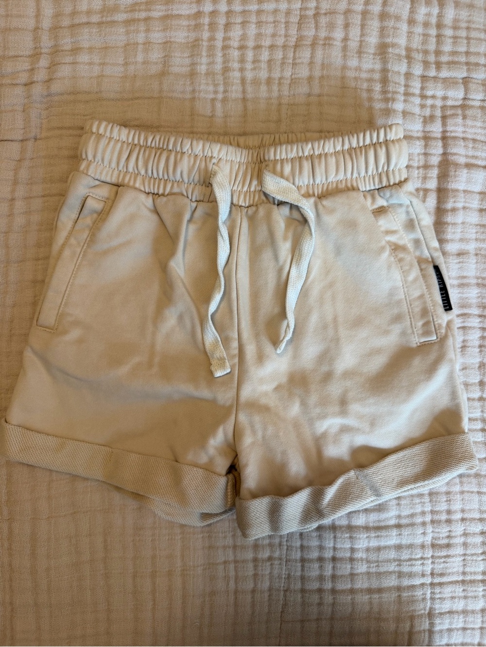 Little Bipsy Cream Drawstring Cuffed Shorts